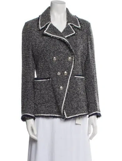 Pre-owned Veronica Beard Tweed Pattern Jacket In Blue