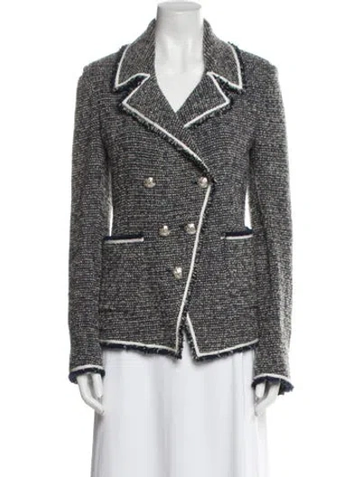 Pre-owned Veronica Beard Tweed Pattern Jacket In Blue