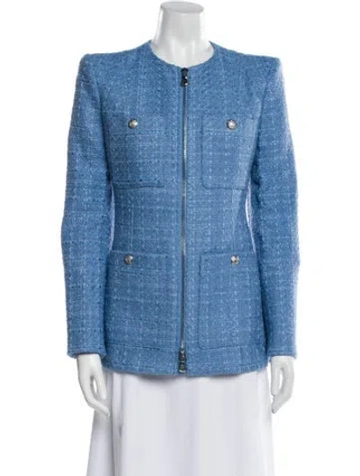 Pre-owned Veronica Beard Tweed Pattern Jacket In Blue