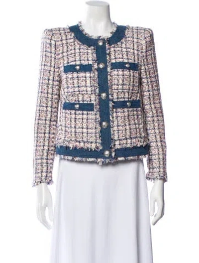Pre-owned Veronica Beard Tweed Pattern Jacket In Blue