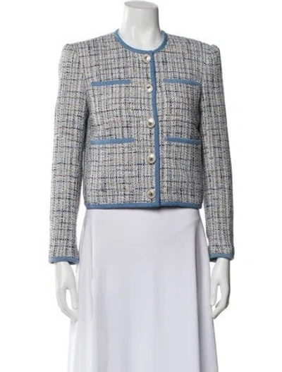 Pre-owned Veronica Beard Tweed Pattern Jacket In Blue