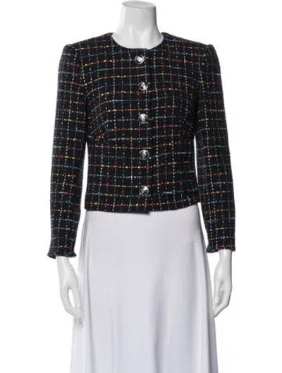 Pre-owned Veronica Beard Tweed Pattern Jacket In Blue