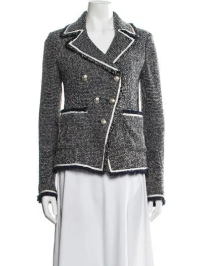 Pre-owned Veronica Beard Tweed Pattern Jacket In Blue