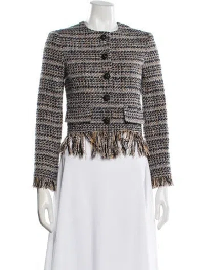 Pre-owned Veronica Beard Tweed Pattern Jacket In Multicolor