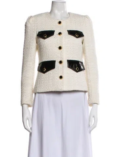 Pre-owned Veronica Beard Tweed Pattern Jacket In Neutral