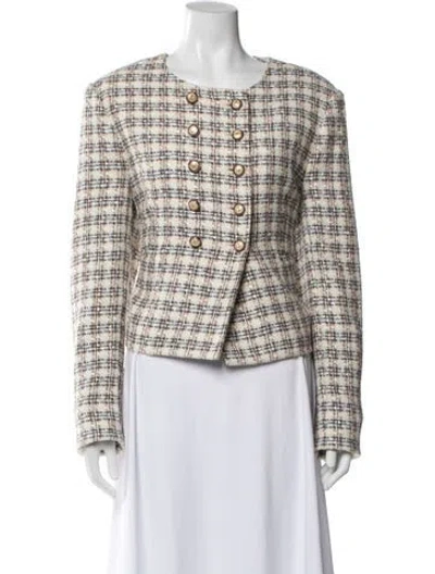 Pre-owned Veronica Beard Tweed Pattern Jacket In Neutral