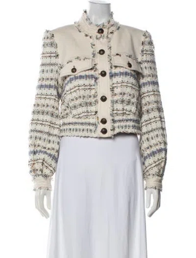Pre-owned Veronica Beard Tweed Pattern Jacket In Neutral