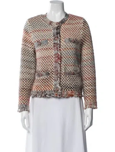 Pre-owned Veronica Beard Tweed Pattern Jacket In Neutral