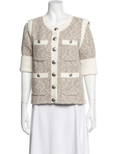 Pre-owned Veronica Beard Tweed Pattern Jacket In Neutral