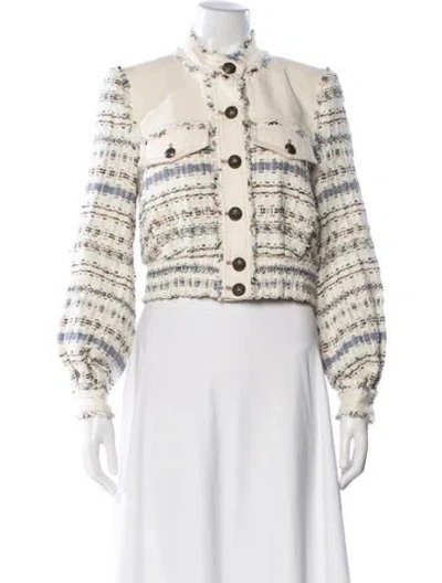 Pre-owned Veronica Beard Tweed Pattern Jacket In Neutral