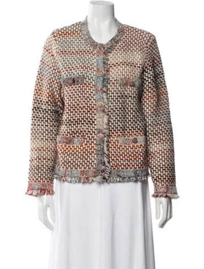 Pre-owned Veronica Beard Tweed Pattern Jacket In Neutral