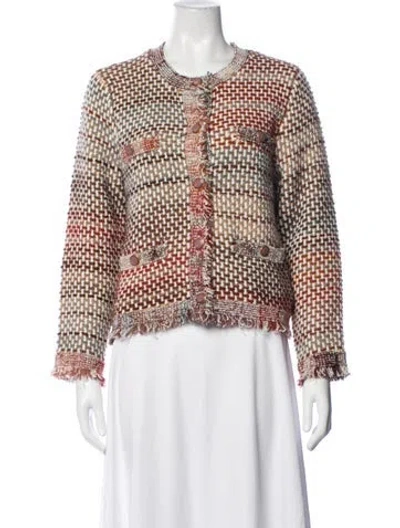 Pre-owned Veronica Beard Tweed Pattern Jacket In Neutrals