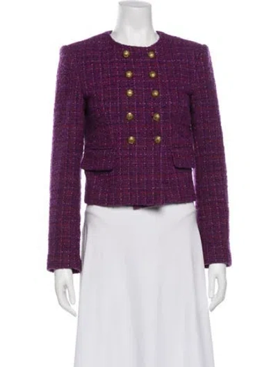 Pre-owned Veronica Beard Tweed Pattern Jacket In Purple