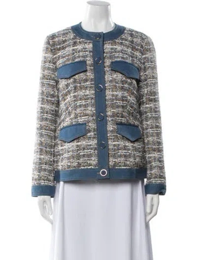 Pre-owned Veronica Beard Tweed Pattern Jacket W/ Tags In Blue