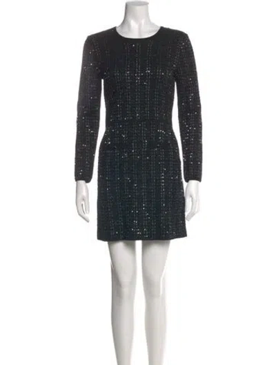 Pre-owned Veronica Beard Tweed Pattern Mini Dress In Black