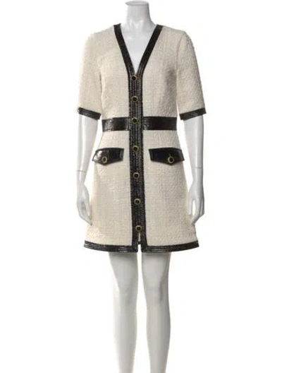Pre-owned Veronica Beard Tweed Pattern Mini Dress In Black