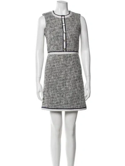 Pre-owned Veronica Beard Tweed Pattern Mini Dress In Black