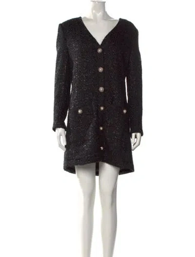 Pre-owned Veronica Beard Tweed Pattern Mini Dress In Black