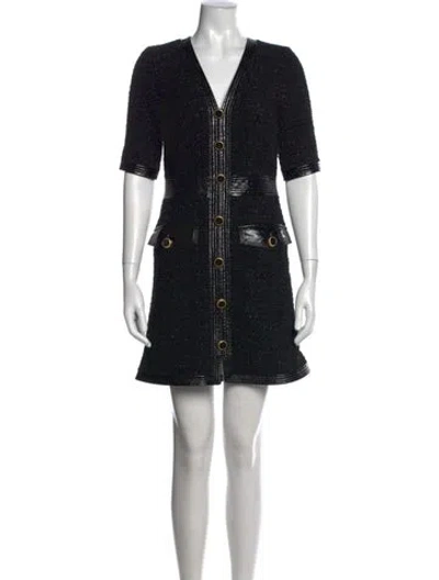 Pre-owned Veronica Beard Tweed Pattern Mini Dress In Black