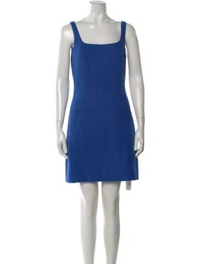 Pre-owned Veronica Beard Tweed Pattern Mini Dress In Blue