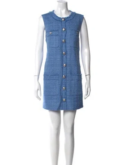 Pre-owned Veronica Beard Tweed Pattern Mini Dress In Blue