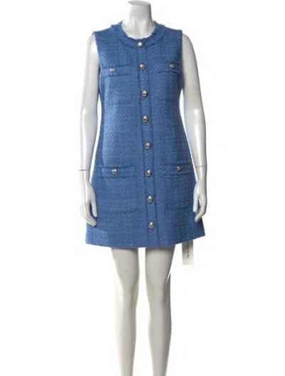 Pre-owned Veronica Beard Tweed Pattern Mini Dress In Blue