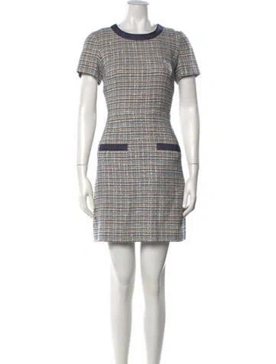 Pre-owned Veronica Beard Tweed Pattern Mini Dress In Blue