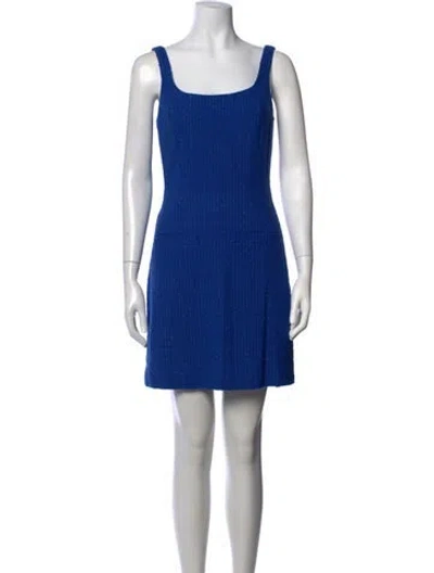 Pre-owned Veronica Beard Tweed Pattern Mini Dress In Blue