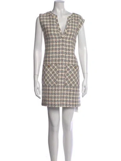 Pre-owned Veronica Beard Tweed Pattern Mini Dress In Green