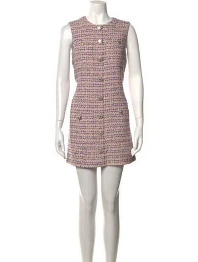 Pre-owned Veronica Beard Tweed Pattern Mini Dress In Green/neutrals