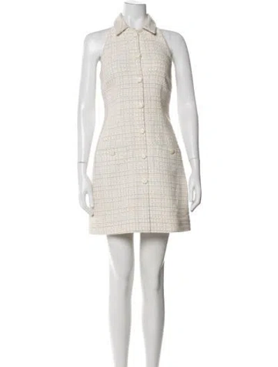 Pre-owned Veronica Beard Tweed Pattern Mini Dress In Neutral