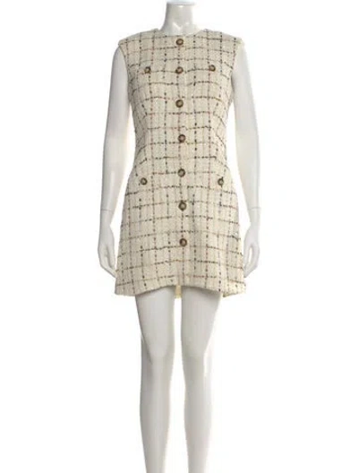 Pre-owned Veronica Beard Tweed Pattern Mini Dress In Neutral
