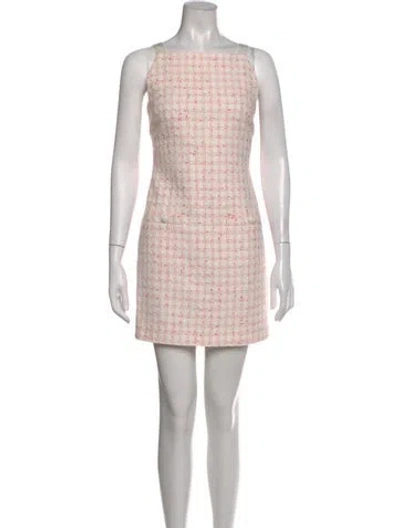 Pre-owned Veronica Beard Tweed Pattern Mini Dress In Pink