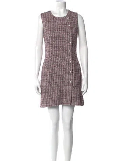 Pre-owned Veronica Beard Tweed Pattern Mini Dress In Pink