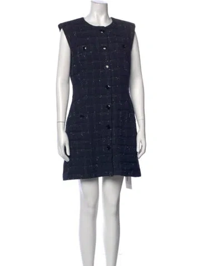 Pre-owned Veronica Beard Tweed Pattern Mini Dress W/ Tags In Blue