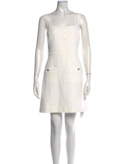 Pre-owned Veronica Beard Tweed Pattern Mini Dress In White
