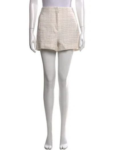 Pre-owned Veronica Beard Tweed Pattern Mini Shorts In White