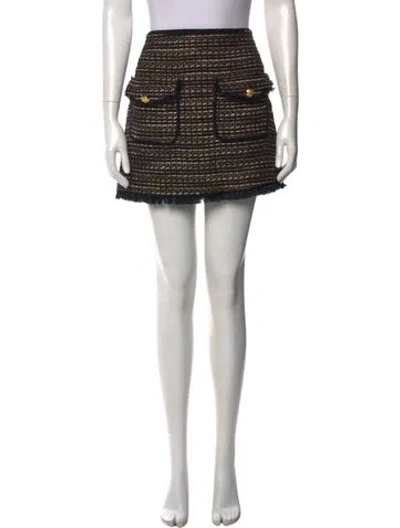 Pre-owned Veronica Beard Tweed Pattern Mini Skirt In Black