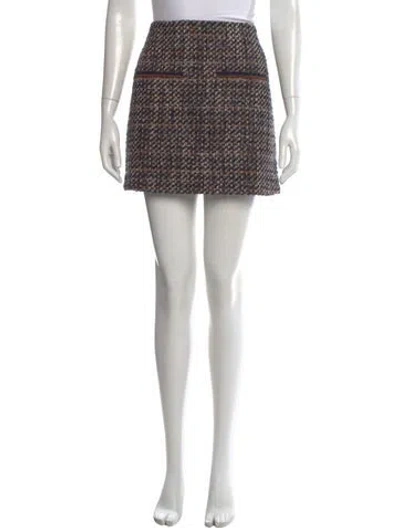 Pre-owned Veronica Beard Tweed Pattern Mini Skirt In Black