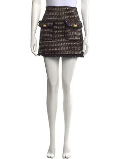 Pre-owned Veronica Beard Tweed Pattern Mini Skirt In Black