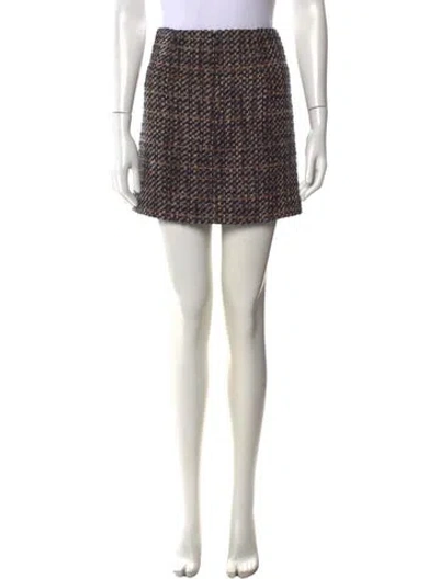 Pre-owned Veronica Beard Tweed Pattern Mini Skirt In Black/metallic