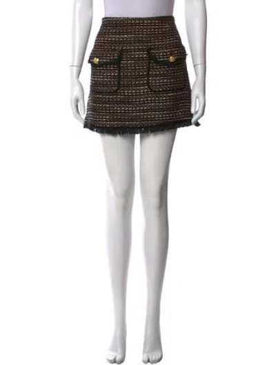 Pre-owned Veronica Beard Tweed Pattern Mini Skirt In Black/metallic