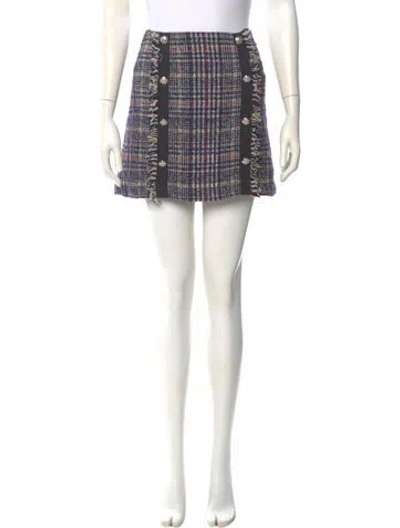 Pre-owned Veronica Beard Tweed Pattern Mini Skirt In Blue