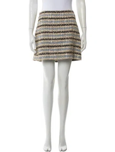 Pre-owned Veronica Beard Tweed Pattern Mini Skirt In Blue
