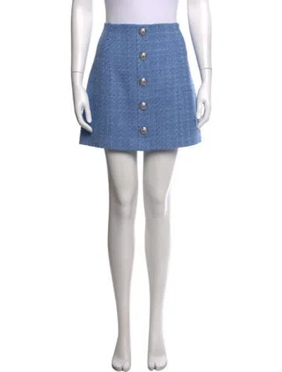 Pre-owned Veronica Beard Tweed Pattern Mini Skirt In Blue