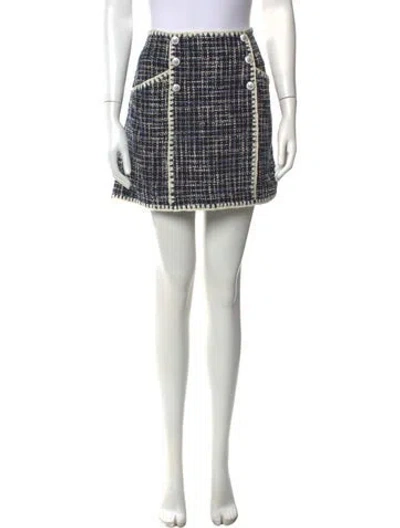 Pre-owned Veronica Beard Tweed Pattern Mini Skirt In Blue