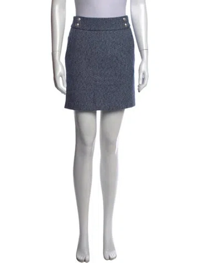 Pre-owned Veronica Beard Tweed Pattern Mini Skirt In Blue