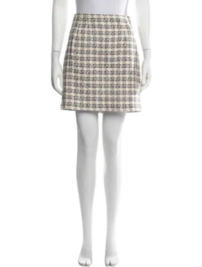 Pre-owned Veronica Beard Tweed Pattern Mini Skirt In Blue/metallic