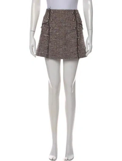 Pre-owned Veronica Beard Tweed Pattern Mini Skirt In Brown
