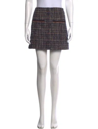 Pre-owned Veronica Beard Tweed Pattern Mini Skirt In Brown